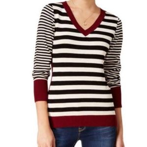 Pink Rose Striped V-Neck Sweater XL